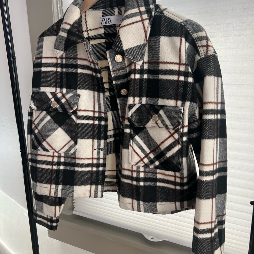 Zara Black and White Plaid Jacket